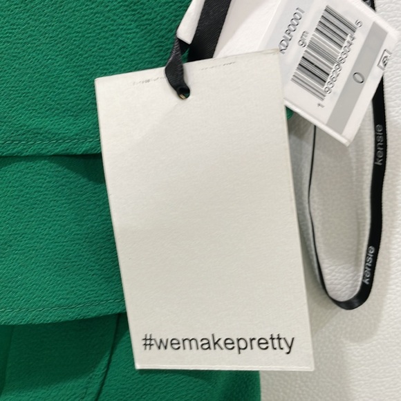 NWT (0) kensie dresses bold emerald green gold hardware choker halter flounce - Picture 11 of 12